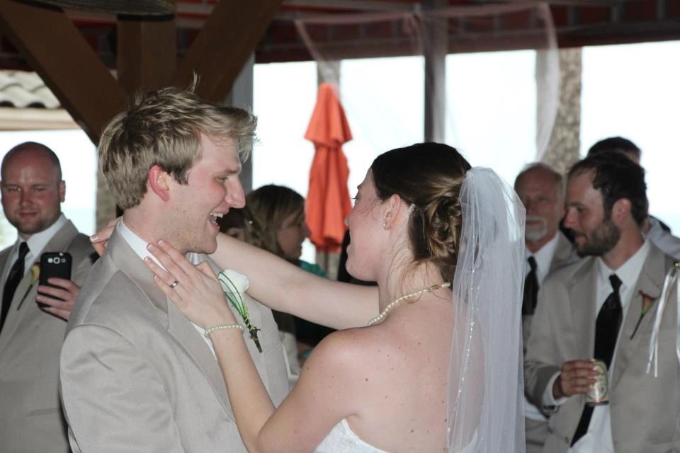 Bride and groom at their wedding reception
